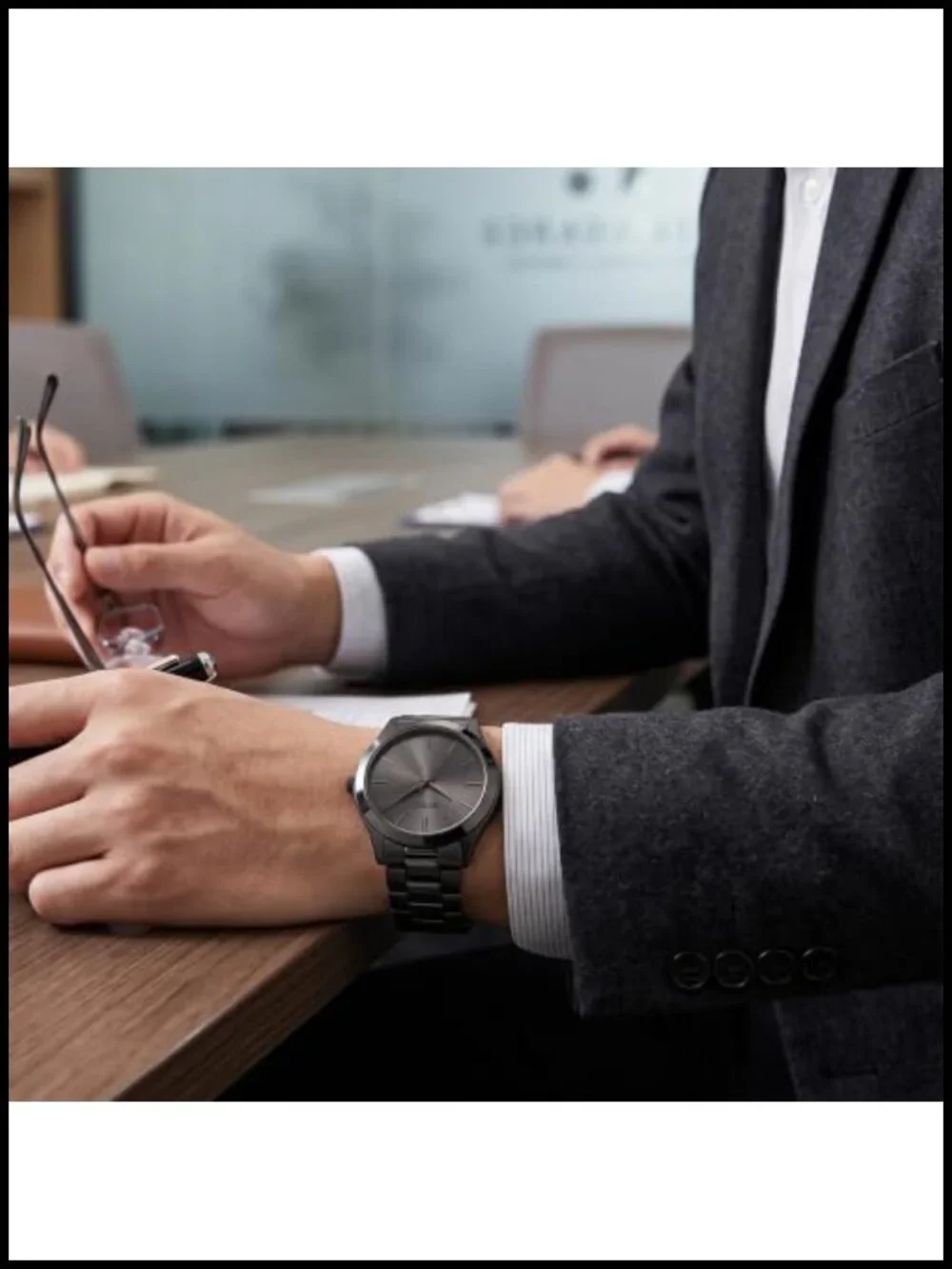 Men's Stainless Steel Analog Quartz Dress Watch 44mm Japanese Movement